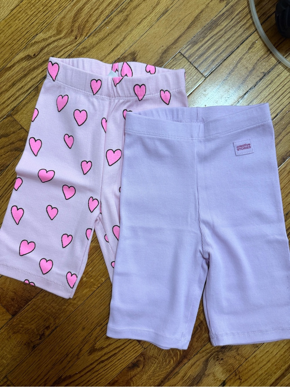 Zara Pink Heart-Print & Light Pink Bike Shorts - 2-Pack